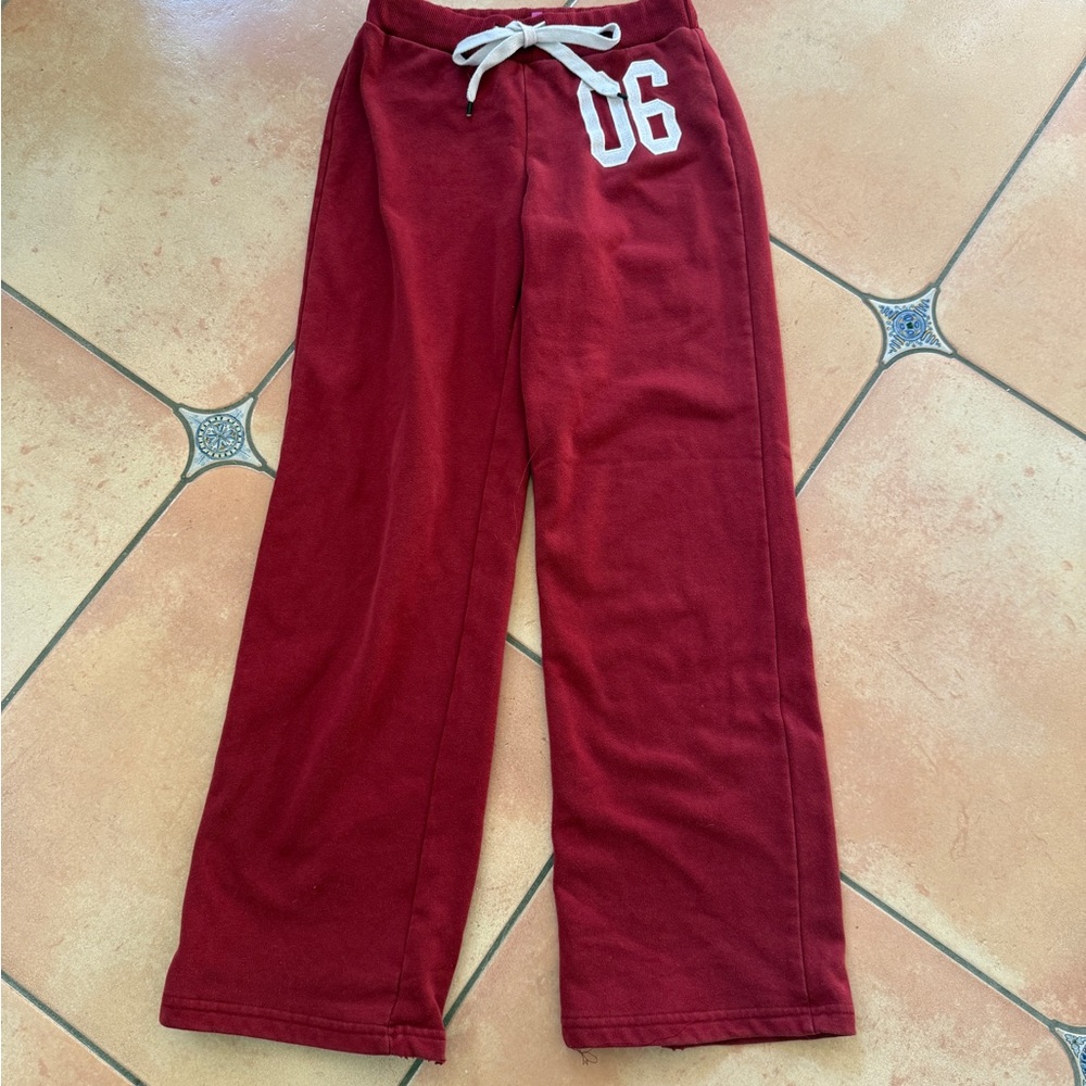 Edikted Burgundy Track Pants with White Accents